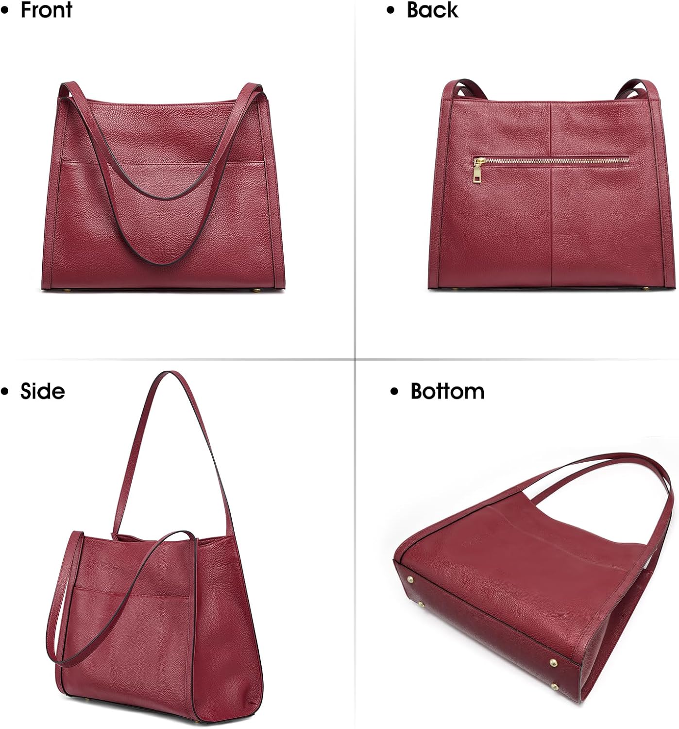 Detalle de Kattee Soft Genuine Leather Tote Bag for Women: A Practical, Lightweight Leather Shoulder Bag