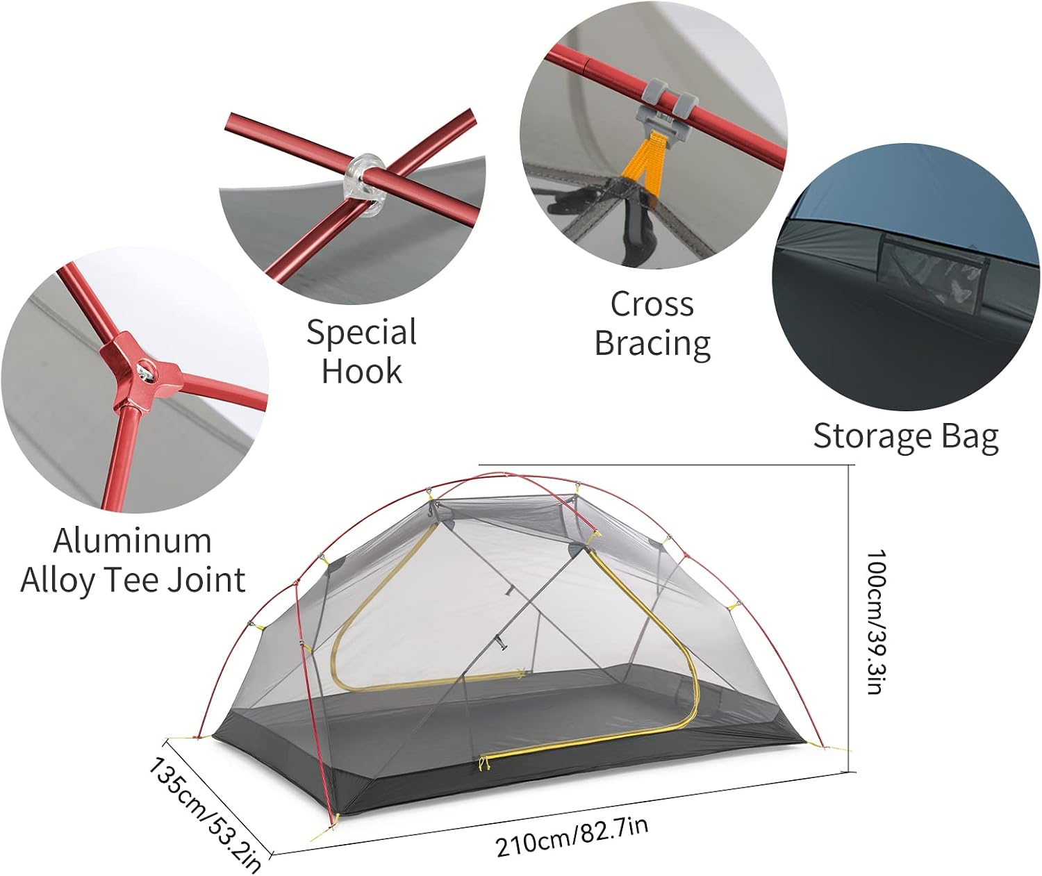Detalle de Naturehike Mongar ultraleichtes 2-Personen-Kuppelzelt wasserdicht & winddicht