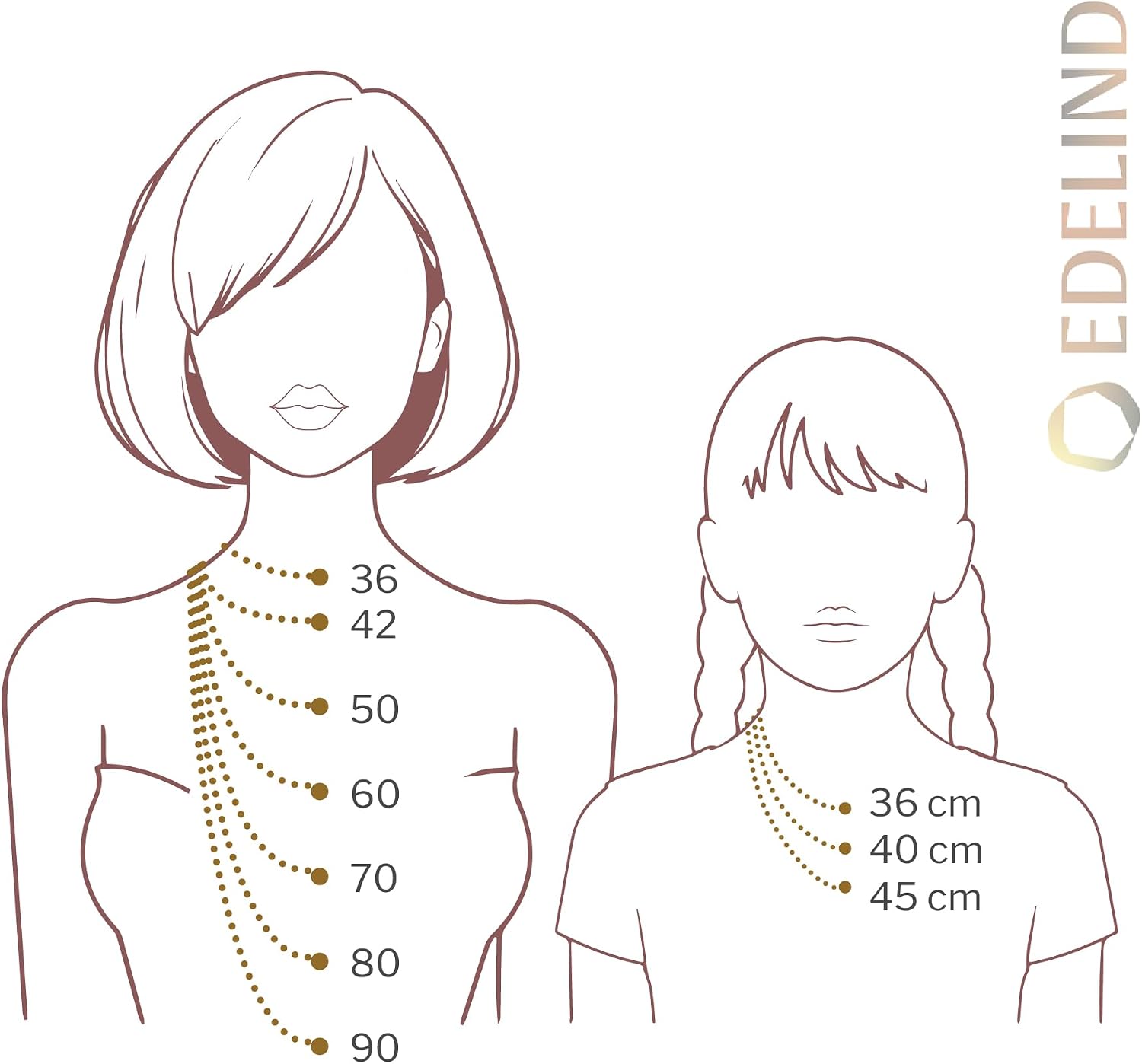 Detalle de EDELIND Catenina Donna Oro Giallo 14K 333/375/585/750 – Collana Ancora Rotonda 1,1 mm, 65 cm con scatola regalo
