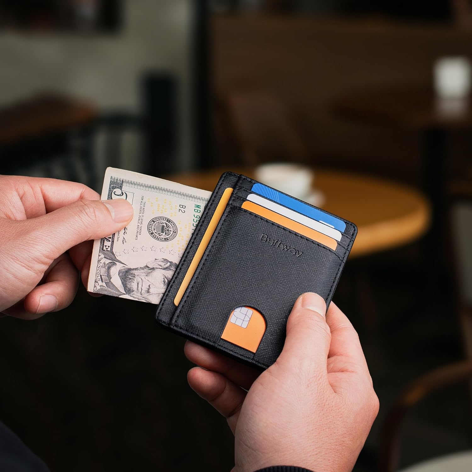 Detalle 2 de Buffway Slim RFID Wallet 3.1×4.4 in 👛