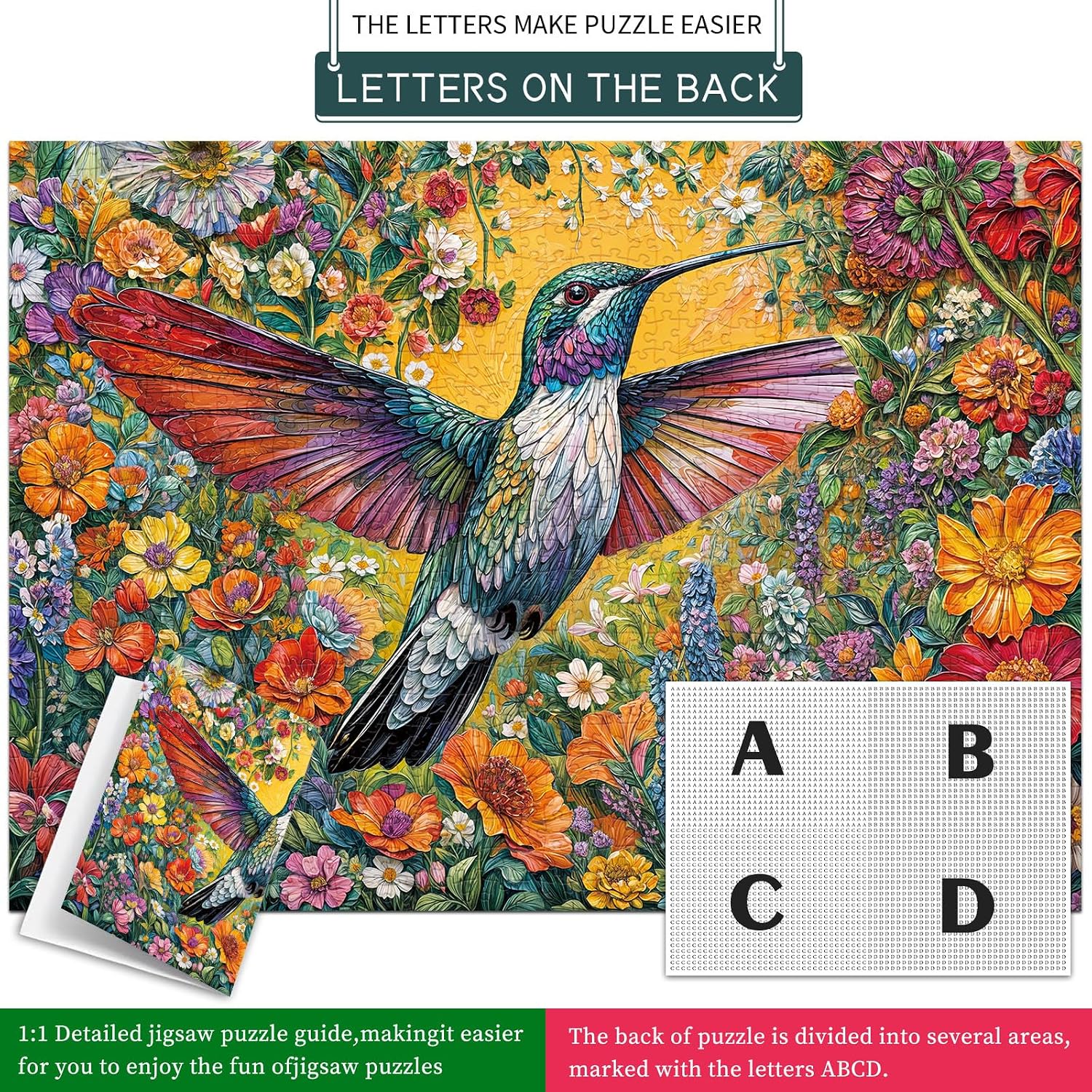 Detalle 2 de HUADADA 1000-Piece Jigsaw Puzzle for Adults: Flowers and Birds