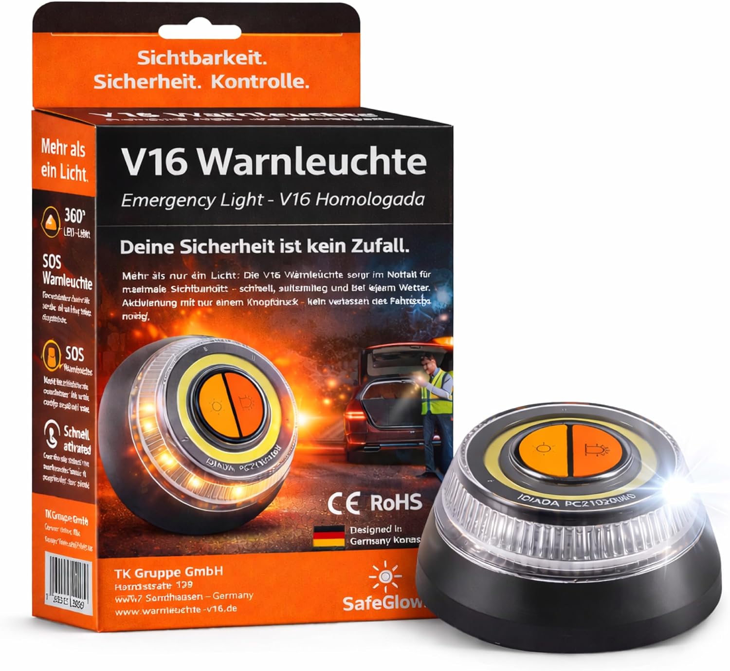 Detalle de Safeglow Warnleuchte V16 Notlicht 2026 Notlicht