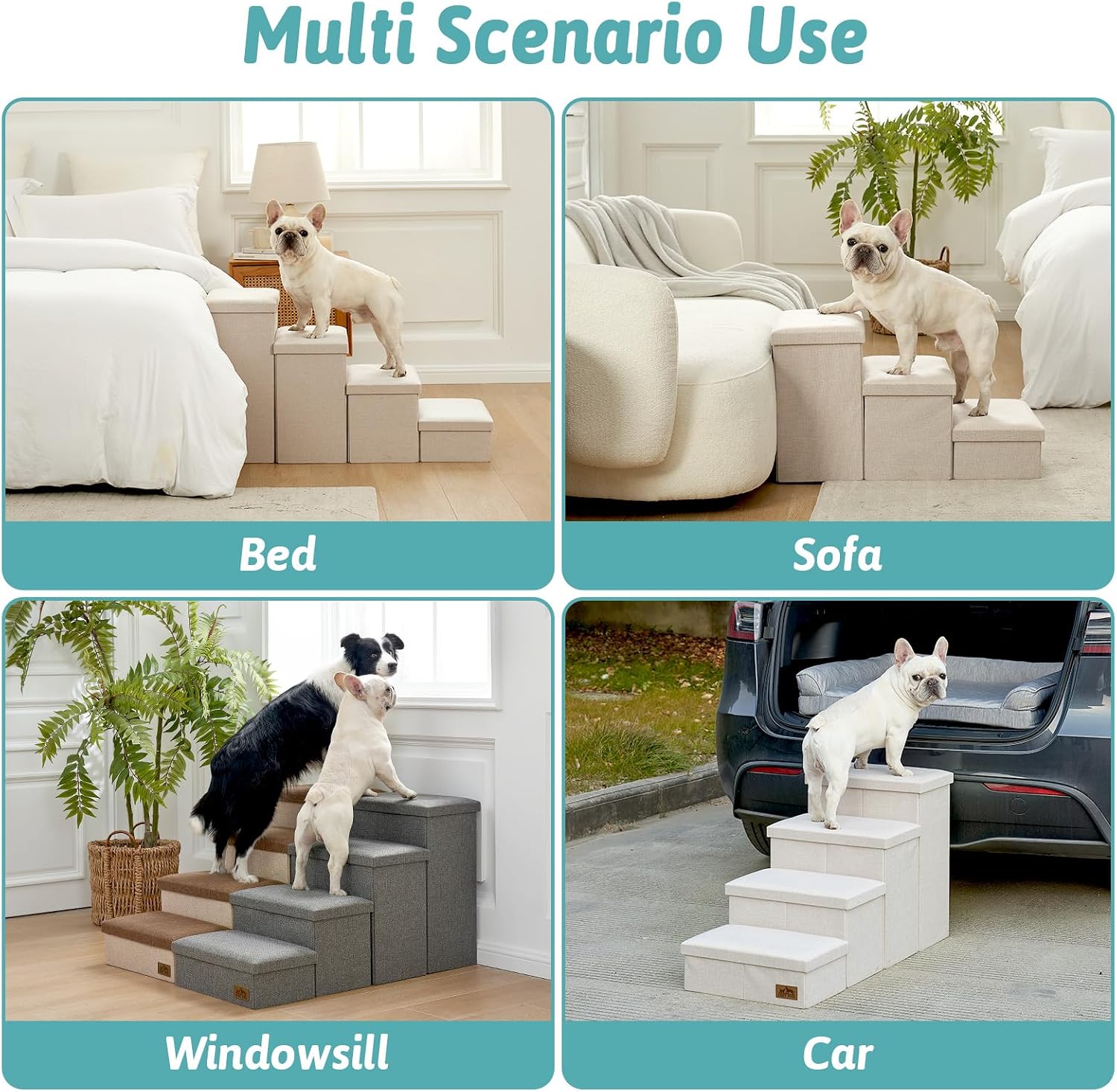 Detalle 2 de COZY KISS Dog Stair with Storage for Small Dogs – Foldable, Leakproof Cover & Lightweight Ramp
