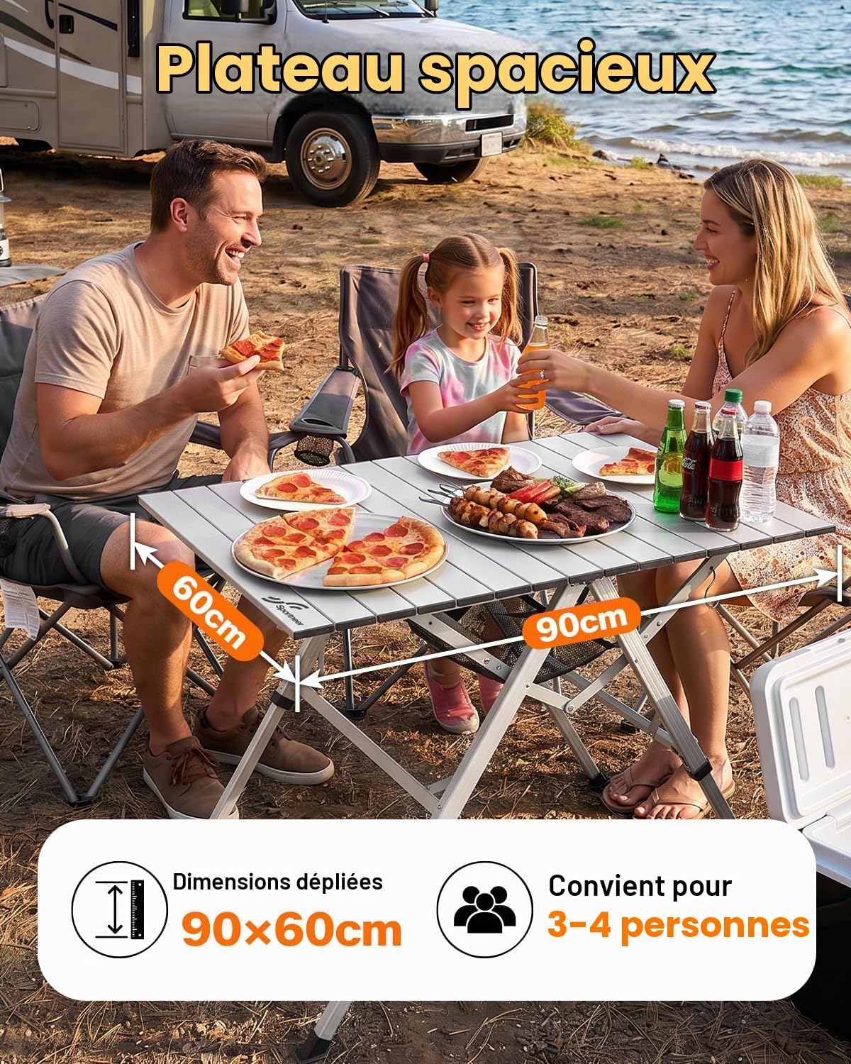 Thumbnail 3 de Sportneer Y21-80602-77-TSEU opvouwbare campingtafel 90 x 60 cm in aluminium