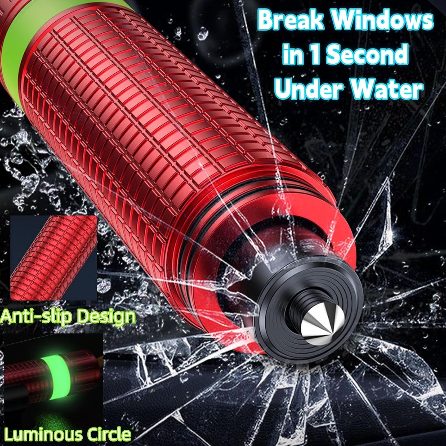 Thumbnail 3 de 3 Pcs 2-in-1 Tungsten Steel Emergency Car Hammer – Quick Window Breaker & Seat Belt Cutter