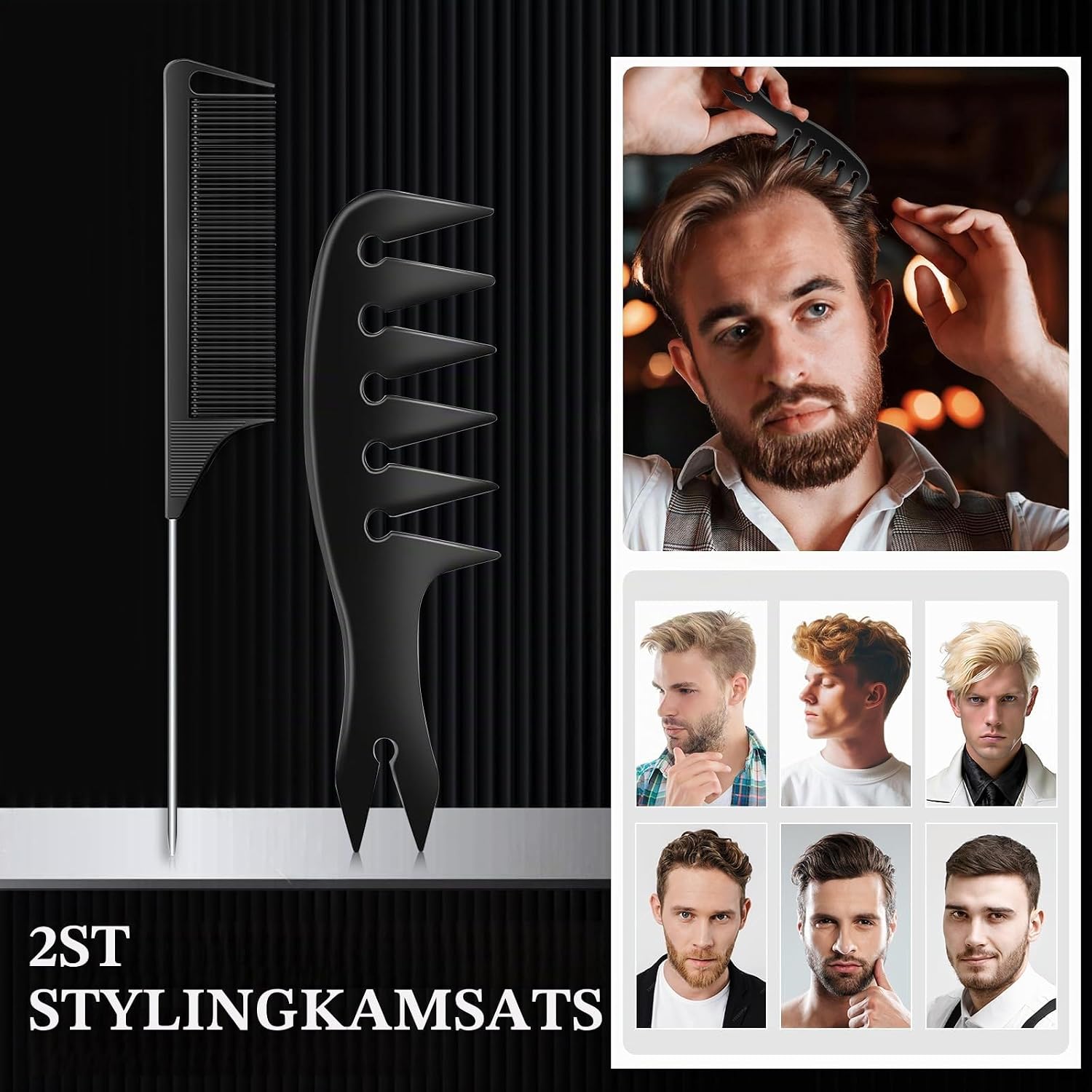 Detalle 1 de DUAIU frisörset med 9 delar, kammar, sprayflaska och nackborste