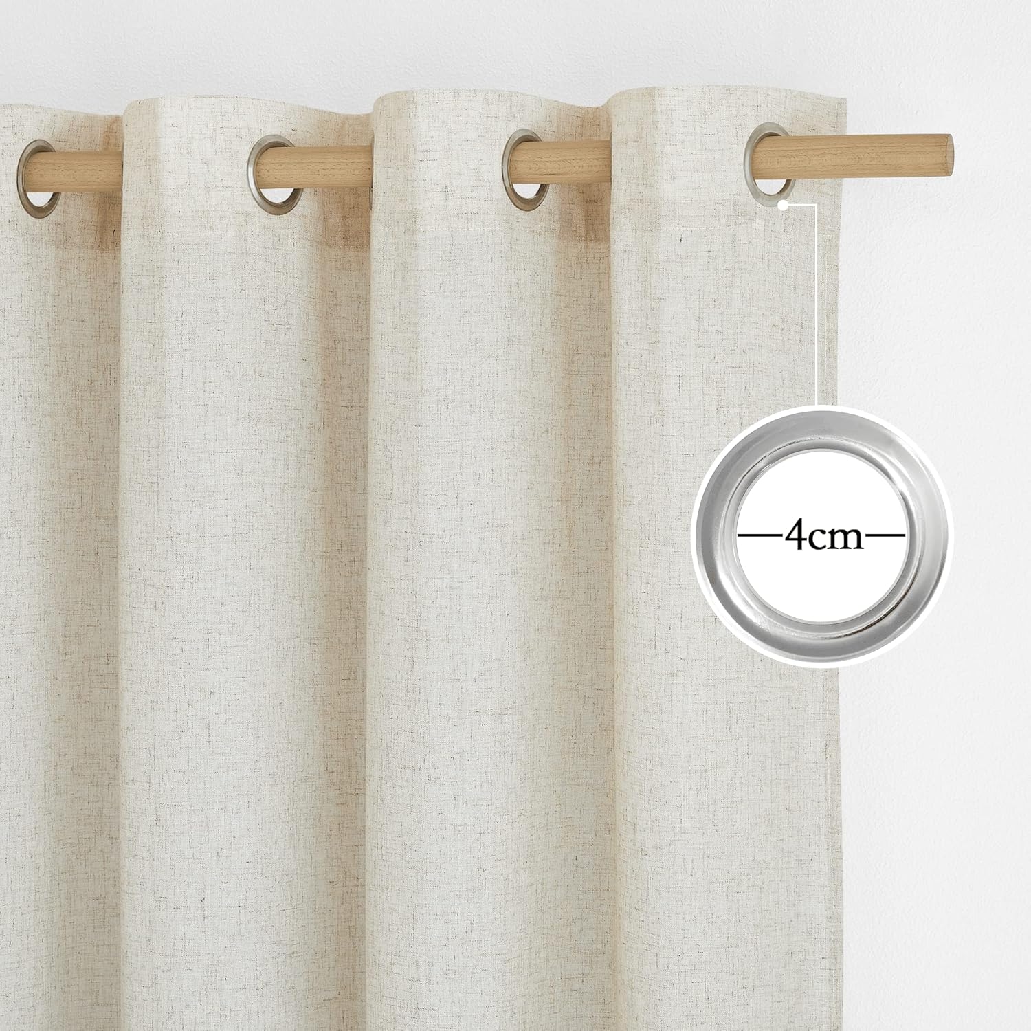 Thumbnail 2 de PONY DANCE Tende Semitrasparenti per Interni in Lino Beige – 2 pezzi, L 140 x A 245 cm