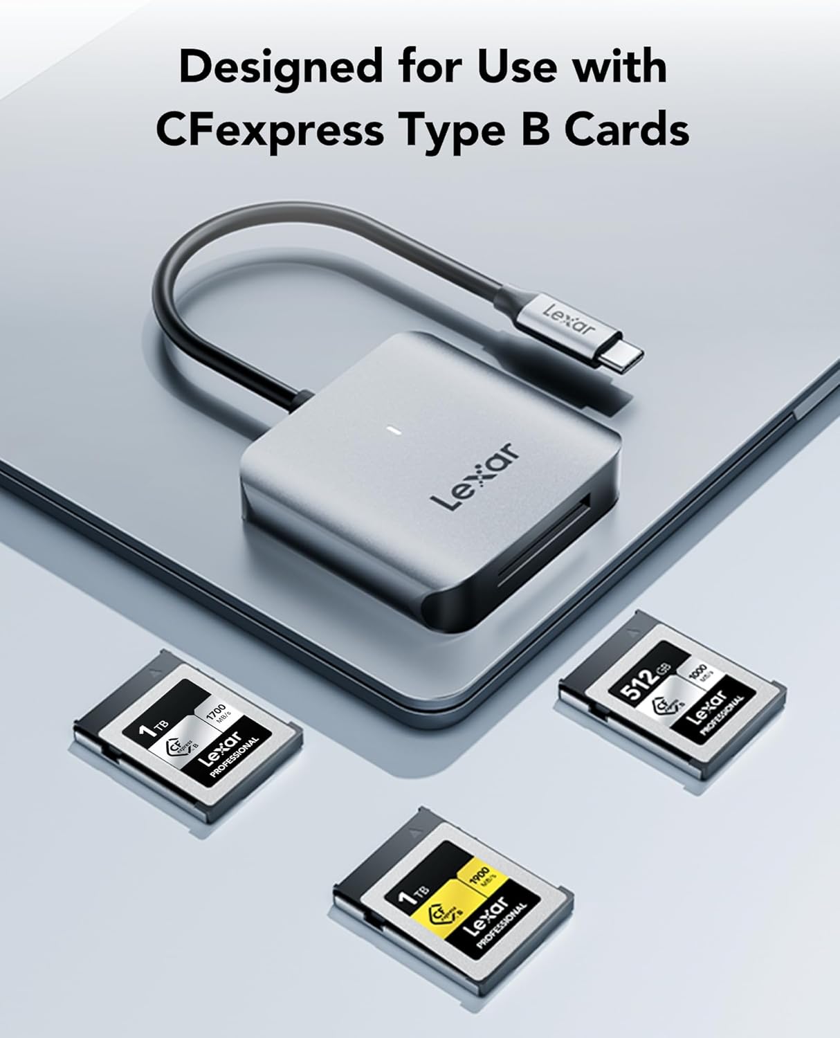 Thumbnail 3 de Lexar RW510 lettore CFexpress Tipo B con USB 3.2 Gen 2 fino a 10 Gbps e cavo USB-C integrato