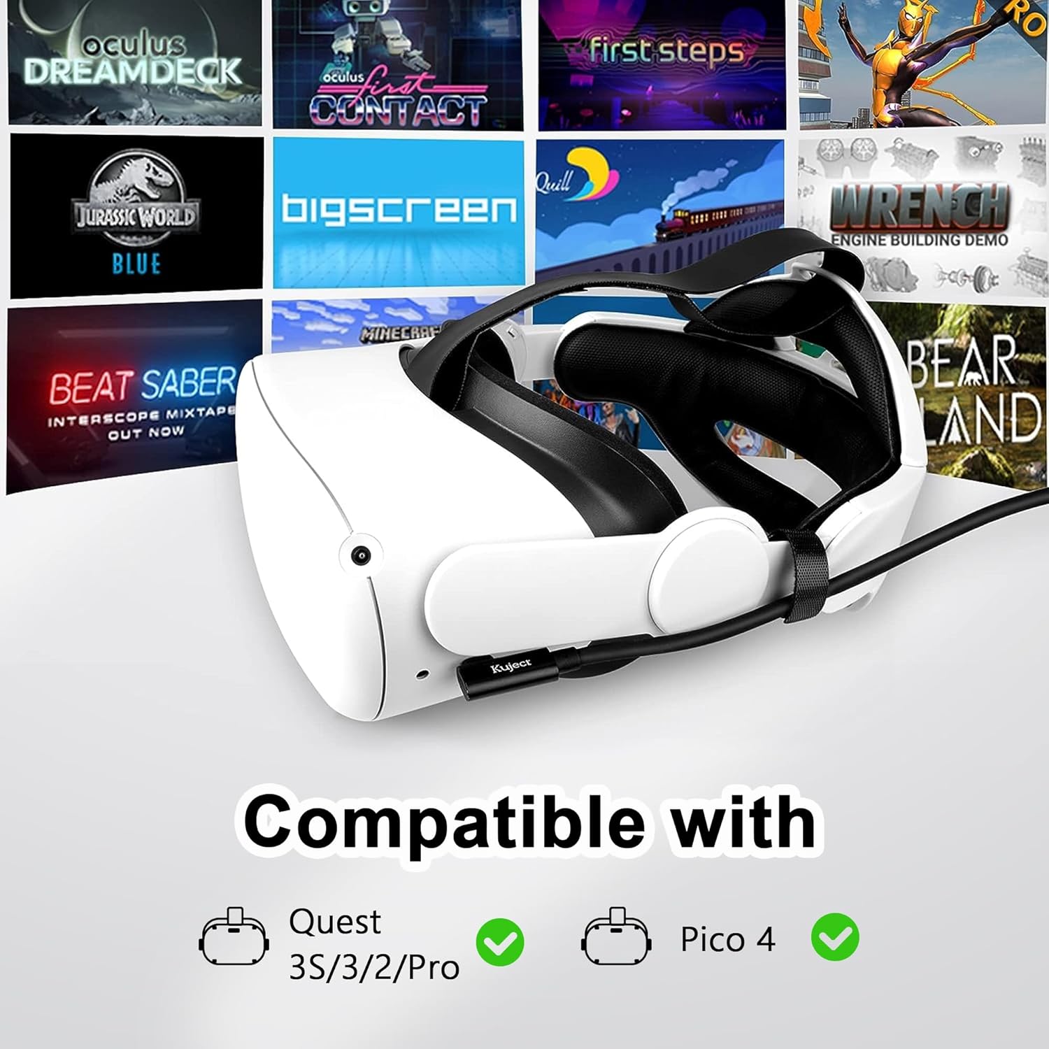 Thumbnail 1 de Kuject Link Cable 20FT: USB-C to USB-C High-Speed Link for Quest, Pico, and Rift/VR
