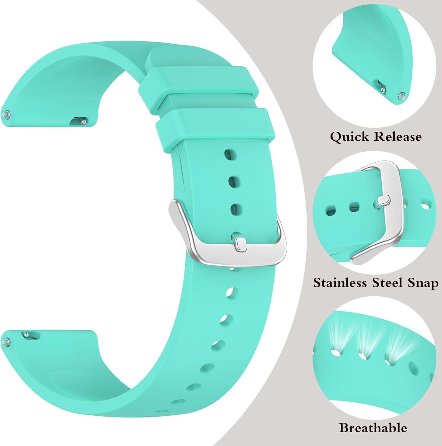 Thumbnail 2 de SUGARJAR 22mm Silicone Strap for Nerunsa P66D and Similar Models