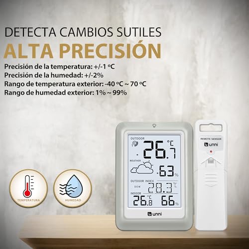 Thumbnail 3 de U UNNI Termómetro inalámbrico para interiores y exteriores con sensor remoto y retroiluminación