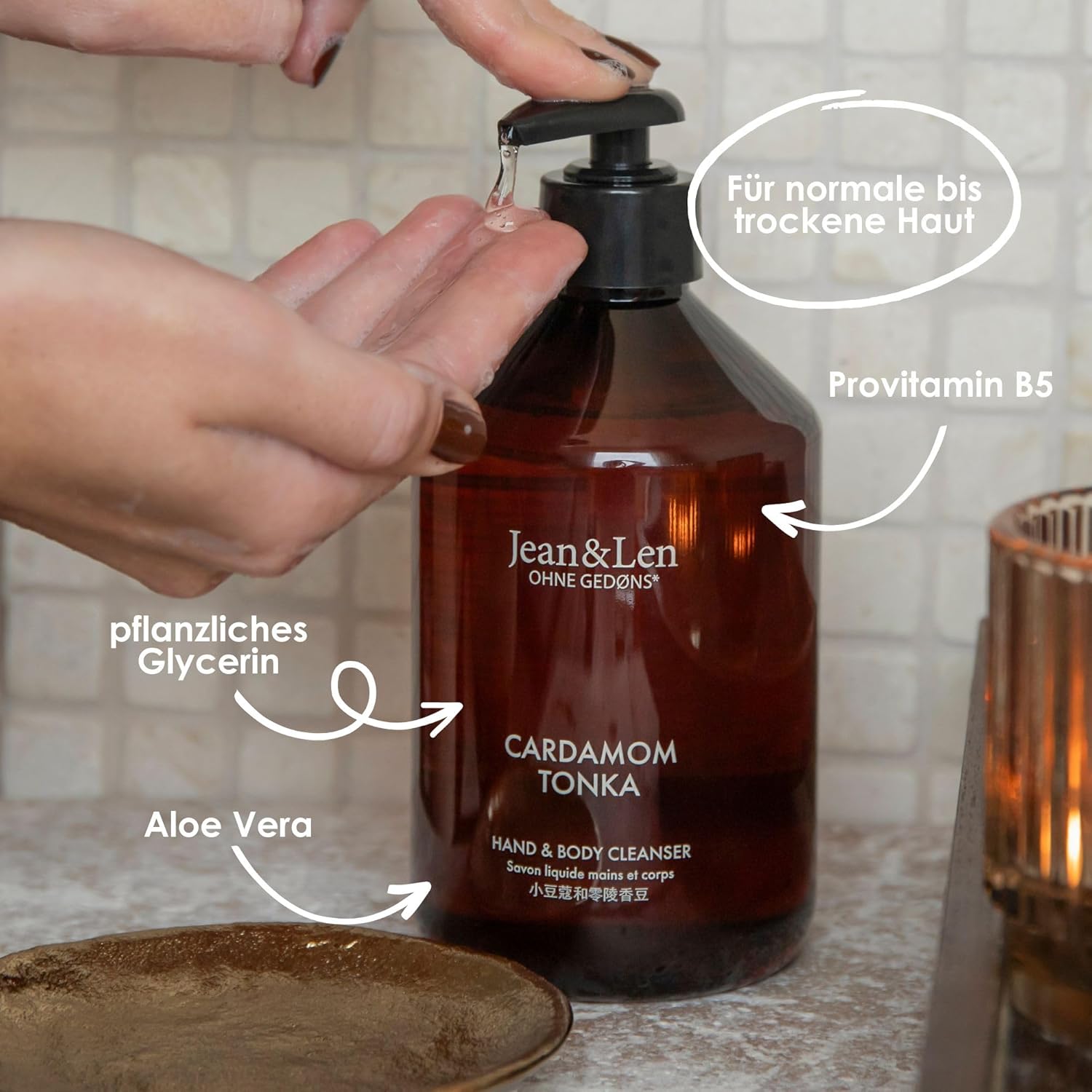 Detalle 2 de Jean & Len Hand & Body Cleanser Cardamom & Tonka – 500 ml