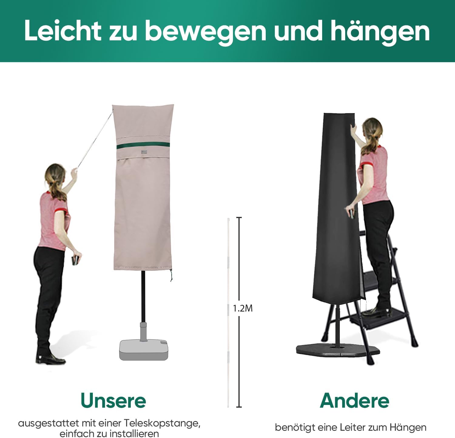 Thumbnail 5 de Sekey Housse Parasol 270x460 cm Kaki