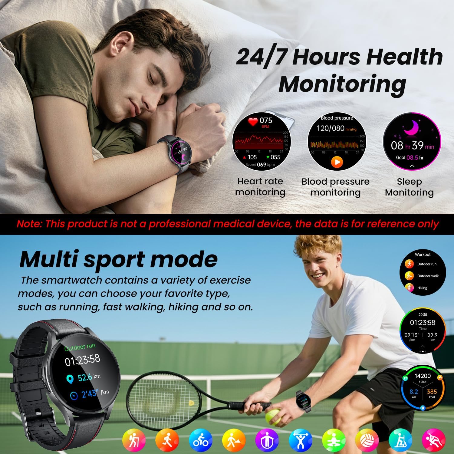 Detalle 2 de Montre Connectée ECG Smartwatch Santé 1,43" AMOLED – Suivi Santé et Fitness