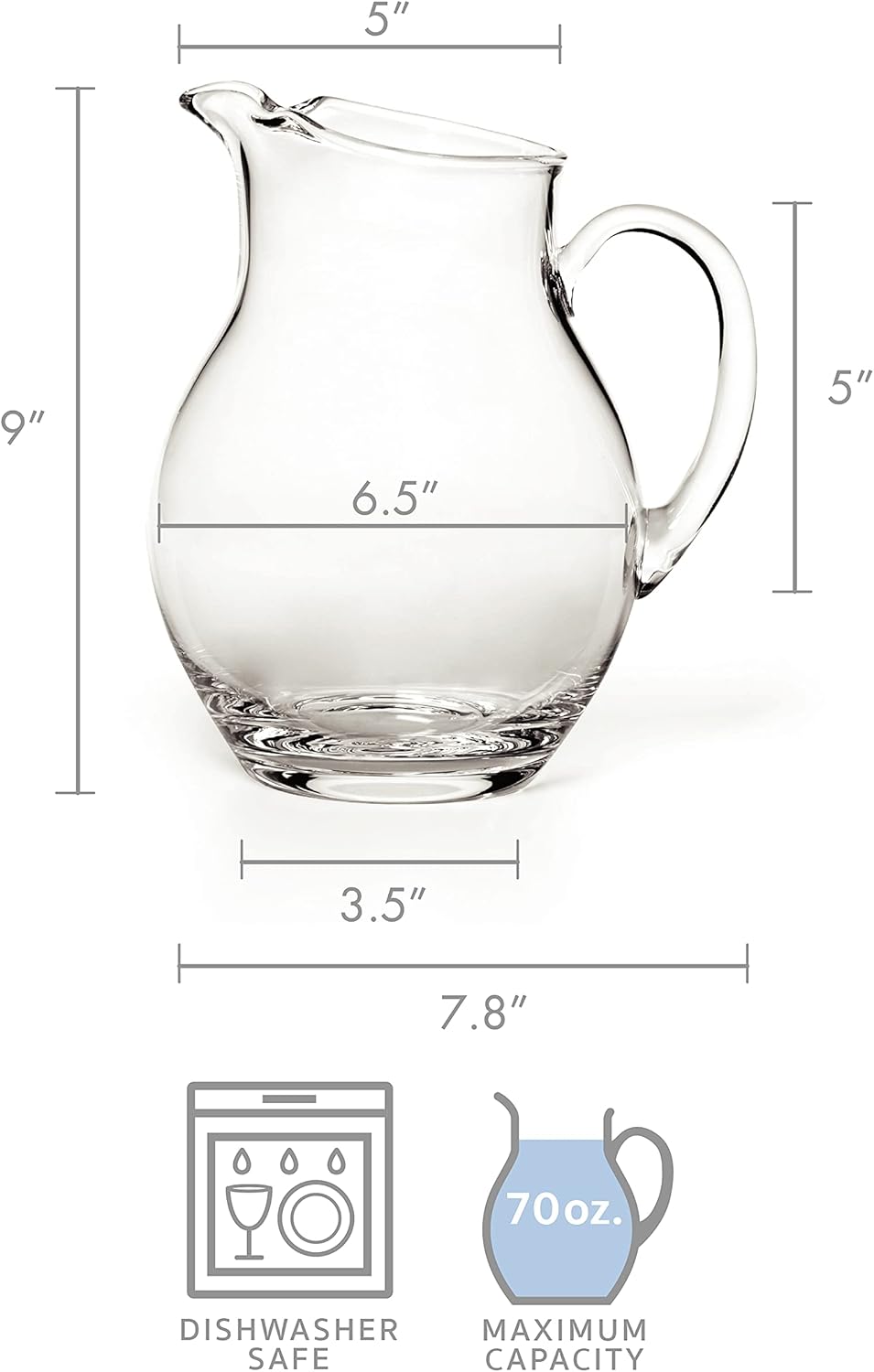 Thumbnail 2 de Mikasa Napoli Clear Glass Beverage Pitcher (70 oz) for Water, Iced Tea, and Cocktails