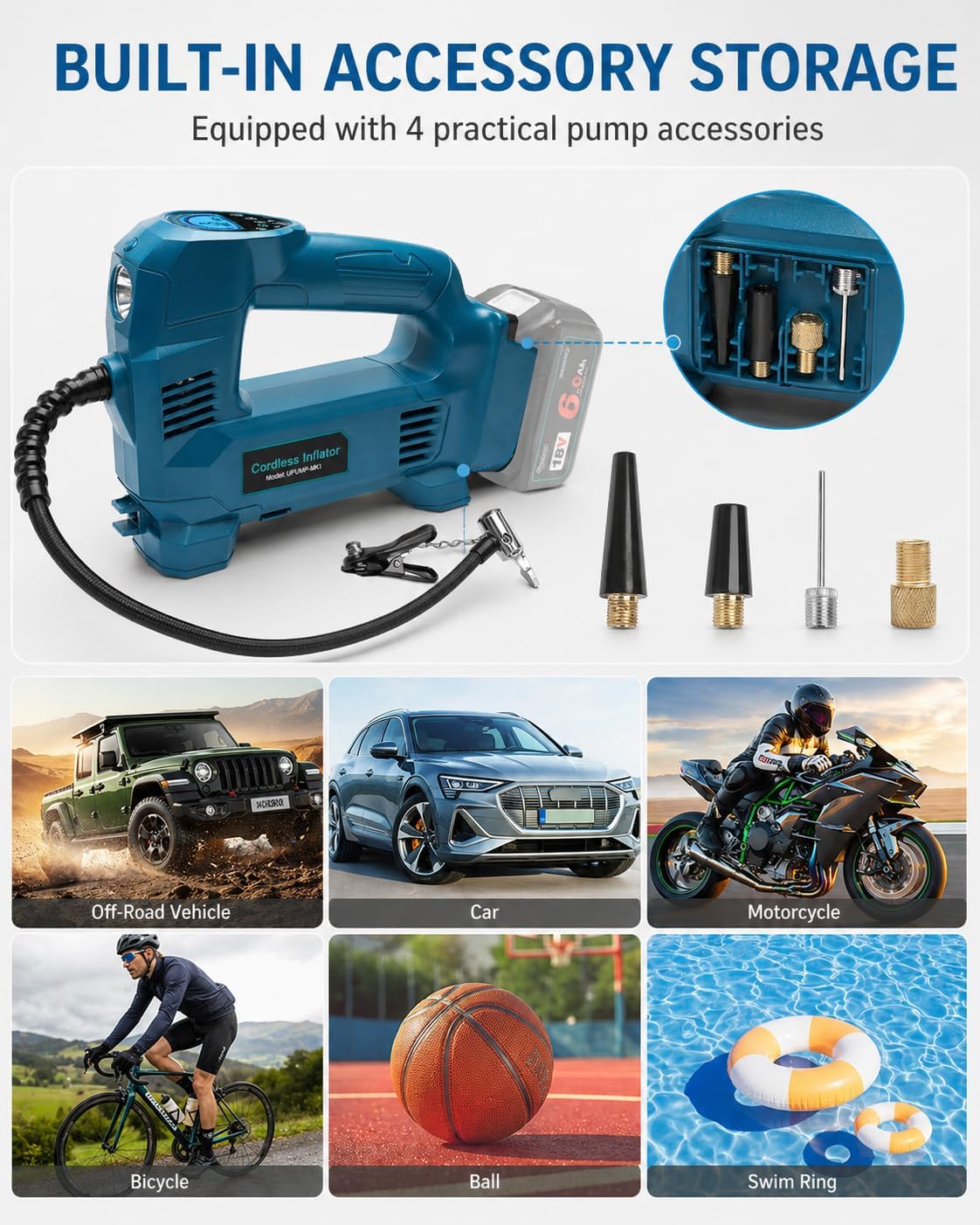 Thumbnail 5 de Waitley Tyre Inflator Air Compressor Cordless with 150 PSI — Makita 18V Battery Compatible