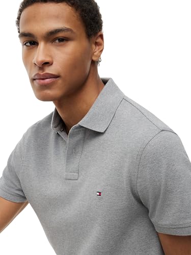 Detalle de Tommy Hilfiger Polo de Manga Corta Hombre Core 1985 Regular Fit — Gris (XL)