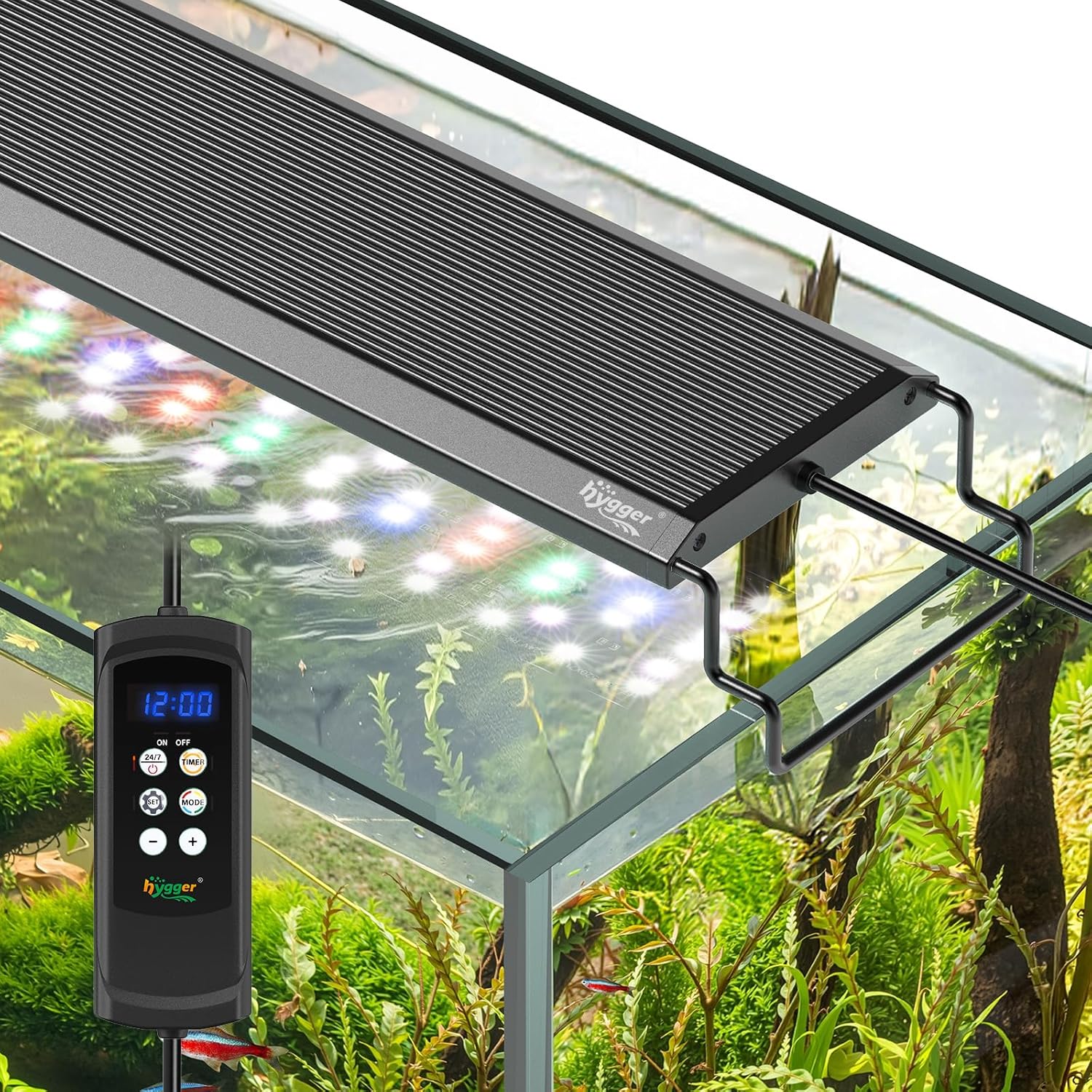 Detalle de hygger 40W Full Spectrum LED Aquarium Light with 24/7 Mode and Extendable Brackets