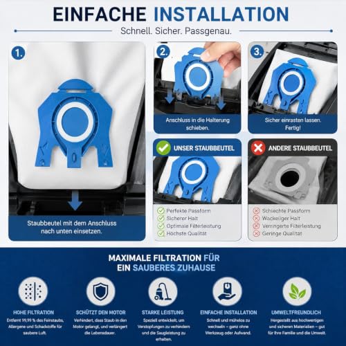 Thumbnail 6 de SANAWATEC 16x Staubsaugerbeutel für Miele GN Serie und More – inkl. 5 Motorfilter & 5 Abluftfilter