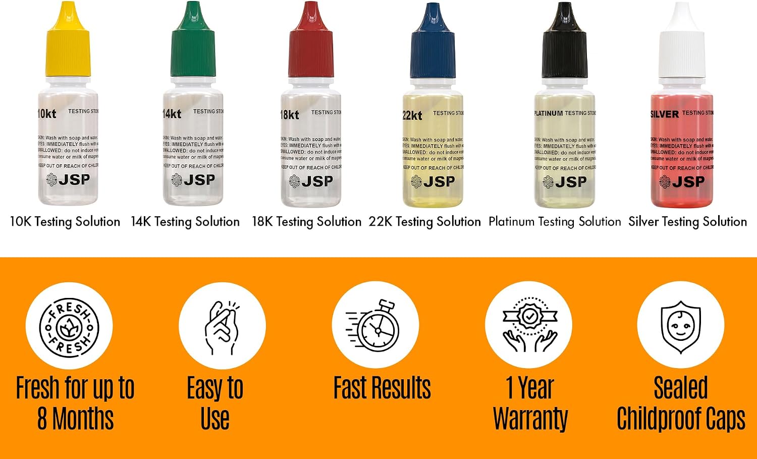 Detalle 1 de GTE 6 pack of testing acids with box 貴金属テストキット 30倍ルーペ・木製収納箱付き