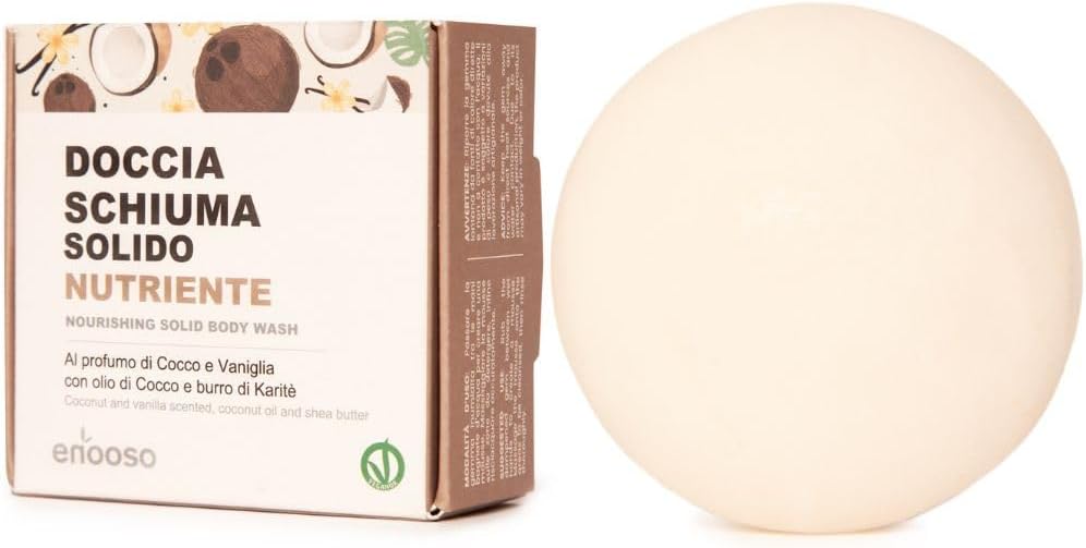 Detalle de Enooso Docciaschiuma Solido Nutriente COCCO e VANIGLIA – 80 g, vegan & artigianale, Made in Italy