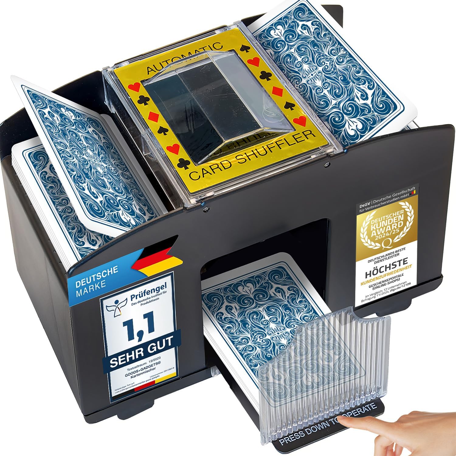 Detalle de Mélangeur de Cartes électrique XXL pour 4 jeux — mélange rapide et sans tricherie