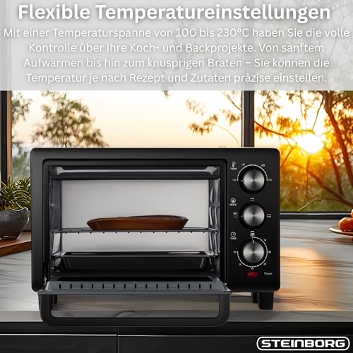 Thumbnail 2 de Steinborg Mini Backofen 15 Liter – Pizzaofen, 1200 W, 100–230 °C, 60 Min Timer