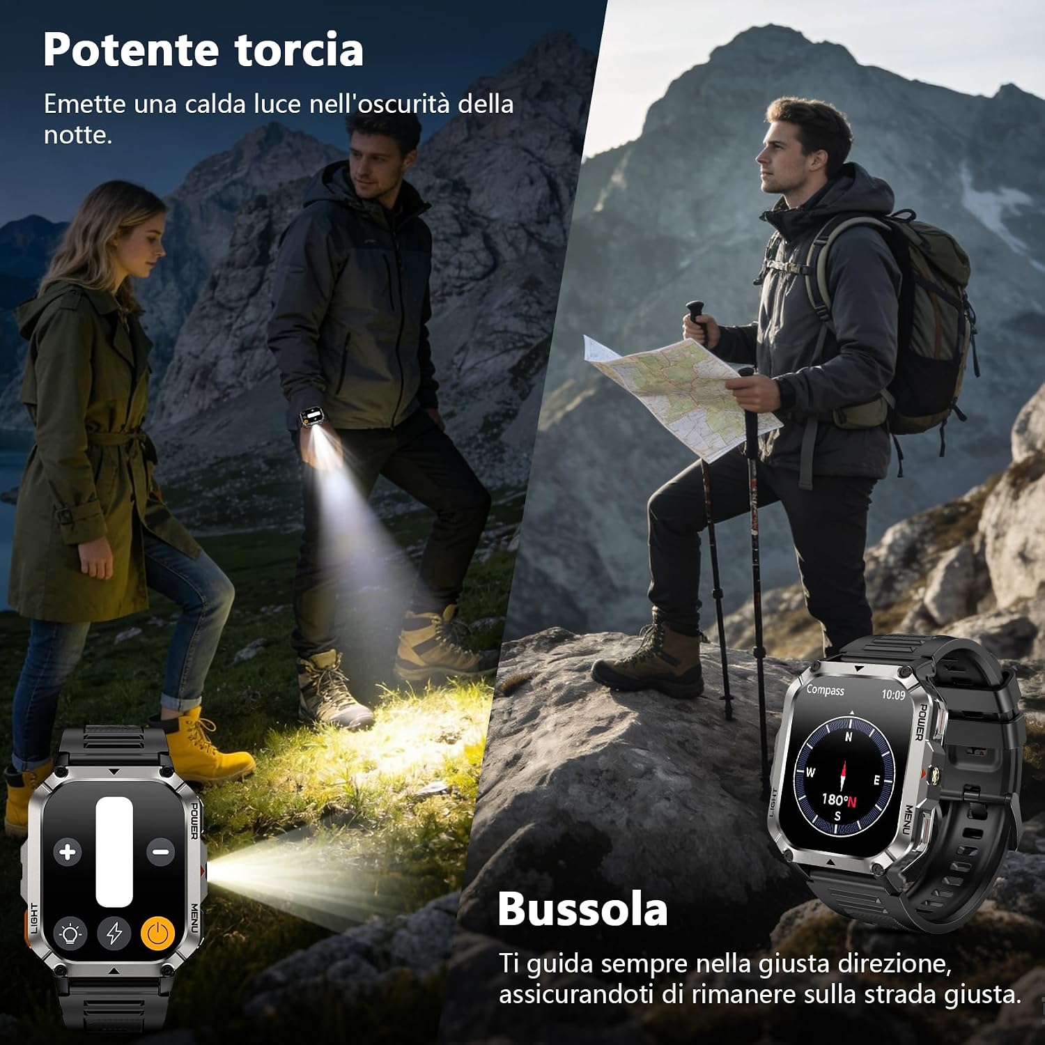 Detalle 2 de Blackview Smartwatch Uomo W70Pro: chiamate Bluetooth, fitness e bussola con display 2.01" militare