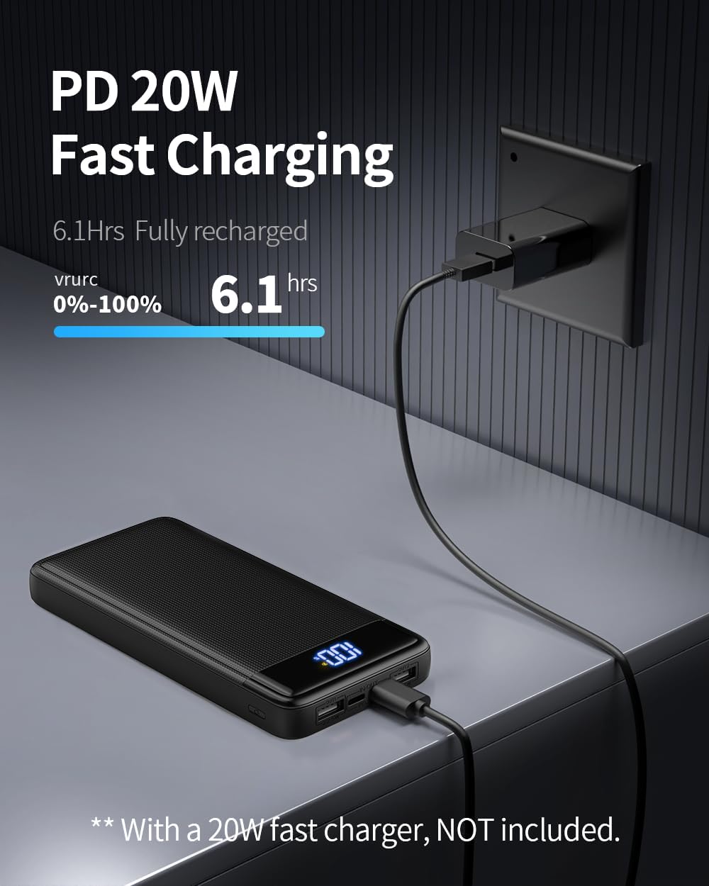 Detalle de XGXL Power Bank 26.800 mAh mit 22,5 W (PD 3.0 & QC 4.0) und LED-Anzeige