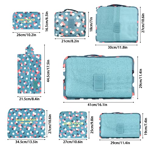 Detalle de Coolzon Organizador de Equipaje 8 en 1: set impermeable para empacar con cubos de malla y asas