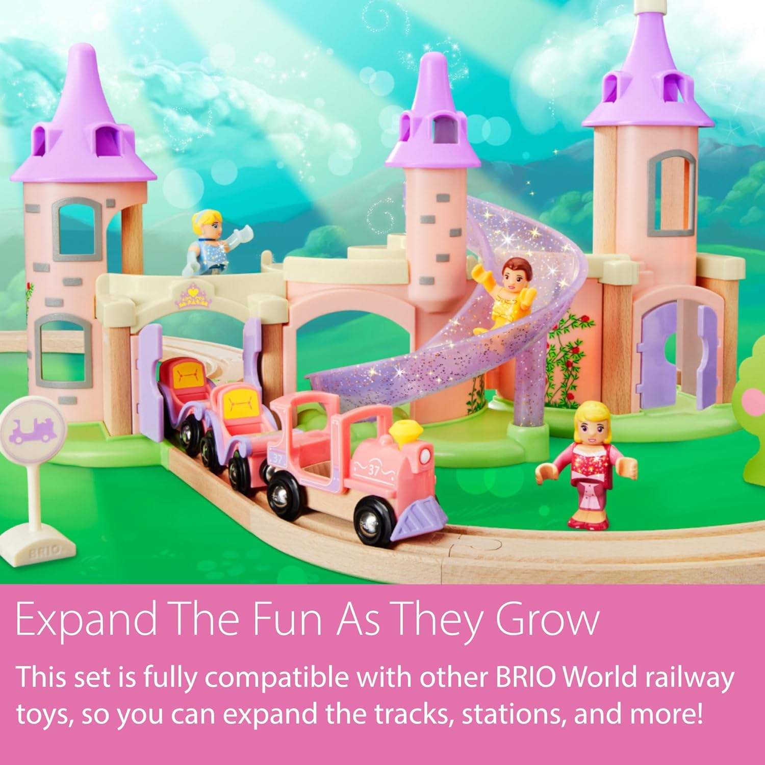 Detalle 2 de BRIO 33312 – Circuit Château Princesses/Disney Princesses, Coffret Complet 18 pièces