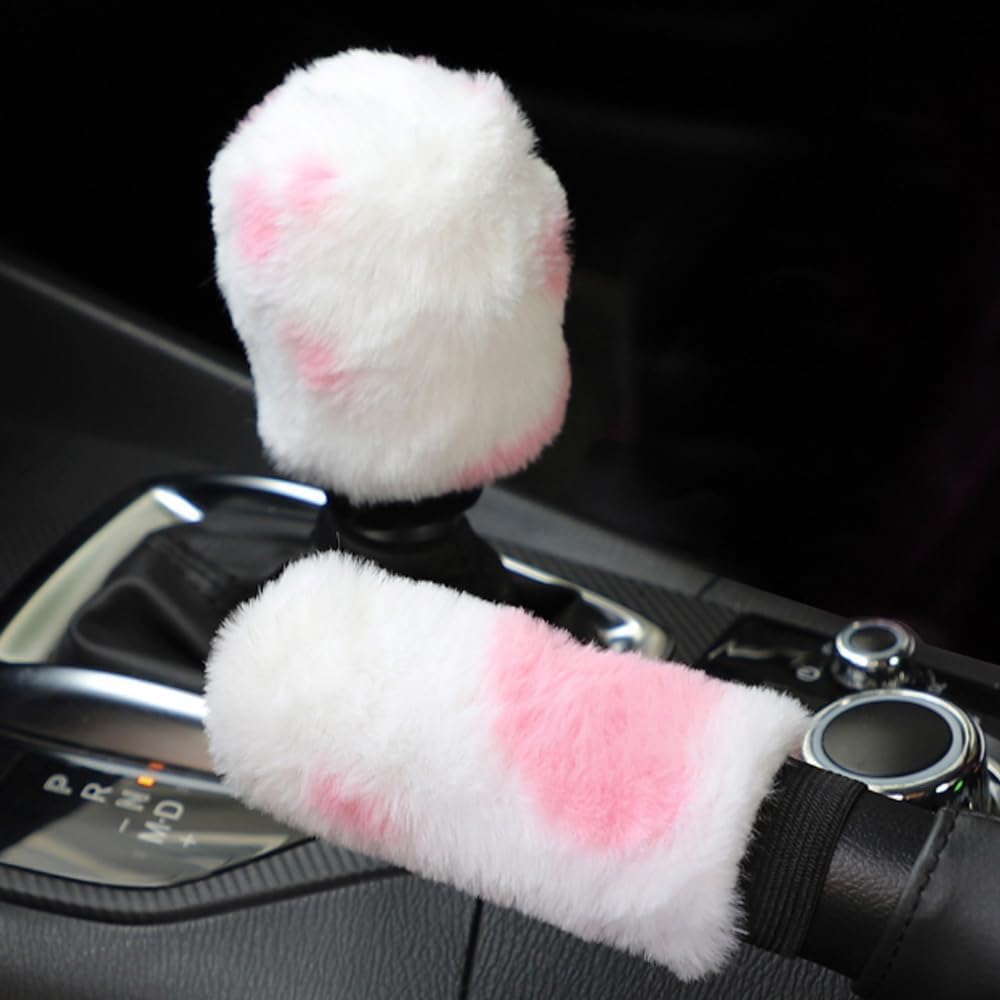 Detalle de 3Pcs Fluffy Cow Print Steering Wheel Covers – Winter Warm Plush Set (37–38cm)