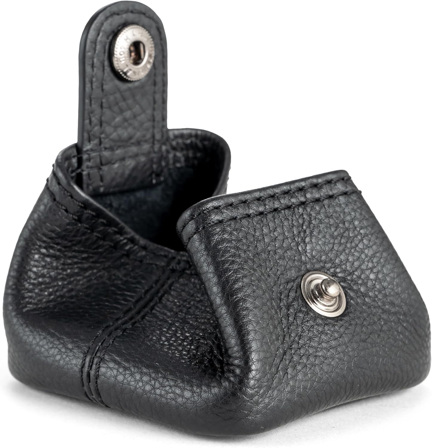 Detalle de Berliner Bags Premium Kleingeldbörse Lena M aus Vollnarbenleder (schwarz) – Mini-Portemonnaie für Münzen