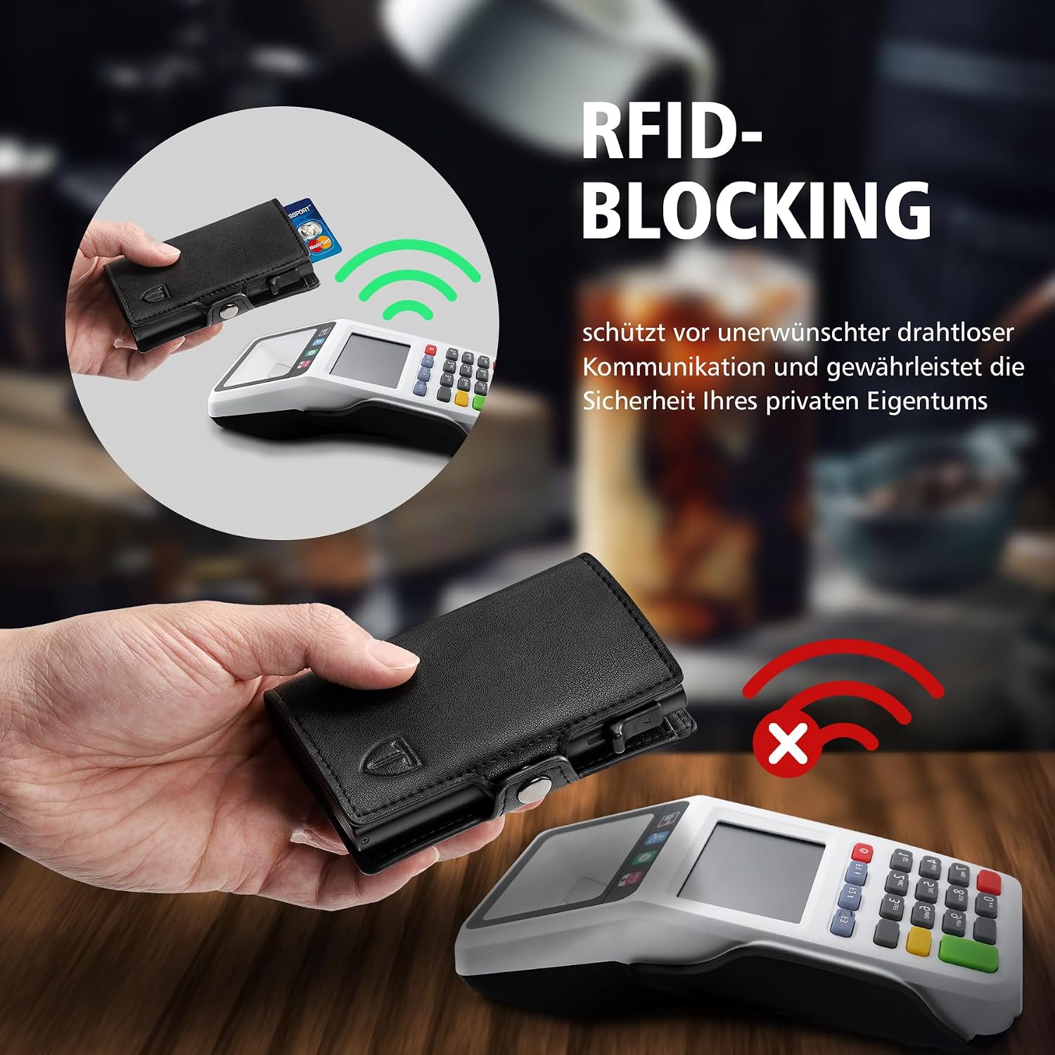 Detalle de TEEHON Geldbörse Herren – Slim Wallet mit RFID-Schutz, Karteneinsatz und Münzfach