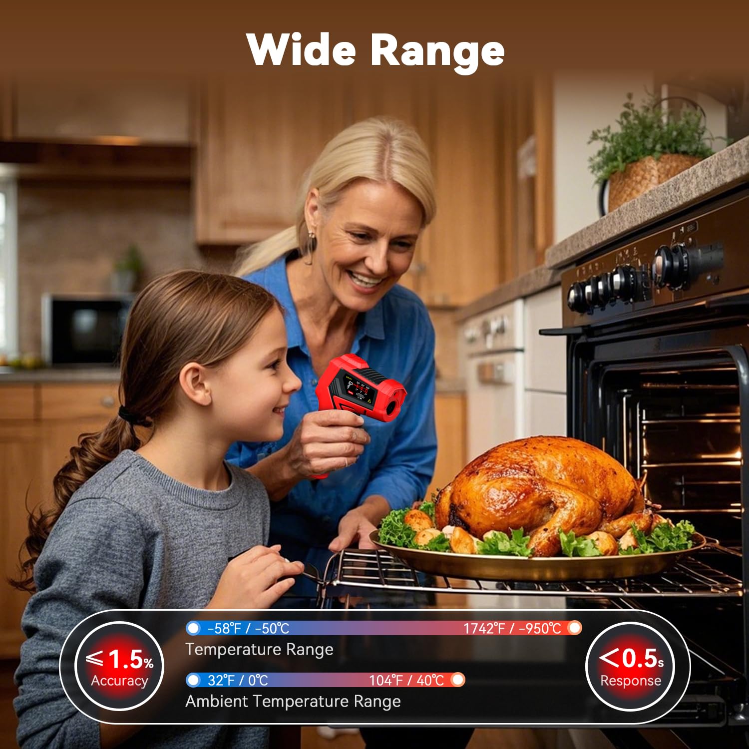 Detalle de Wintact Laser Infrared Thermometer Gun WT313B — Non-Contact Temperature Measurement from -50℃ to 950℃