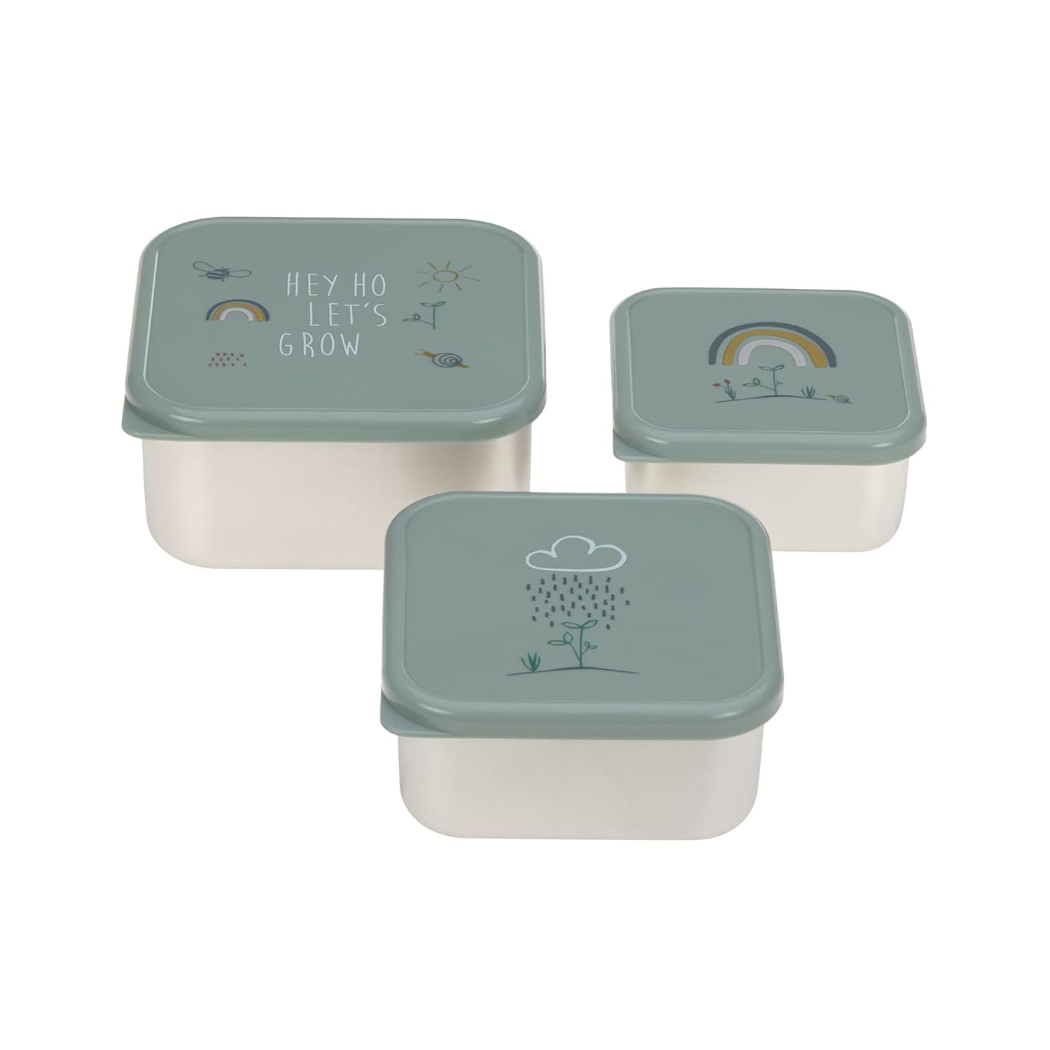 Detalle de LÄSSIG Snackbox 3er Set Edelstahl Garden Explorer – drei Größen, spülmaschinenfest