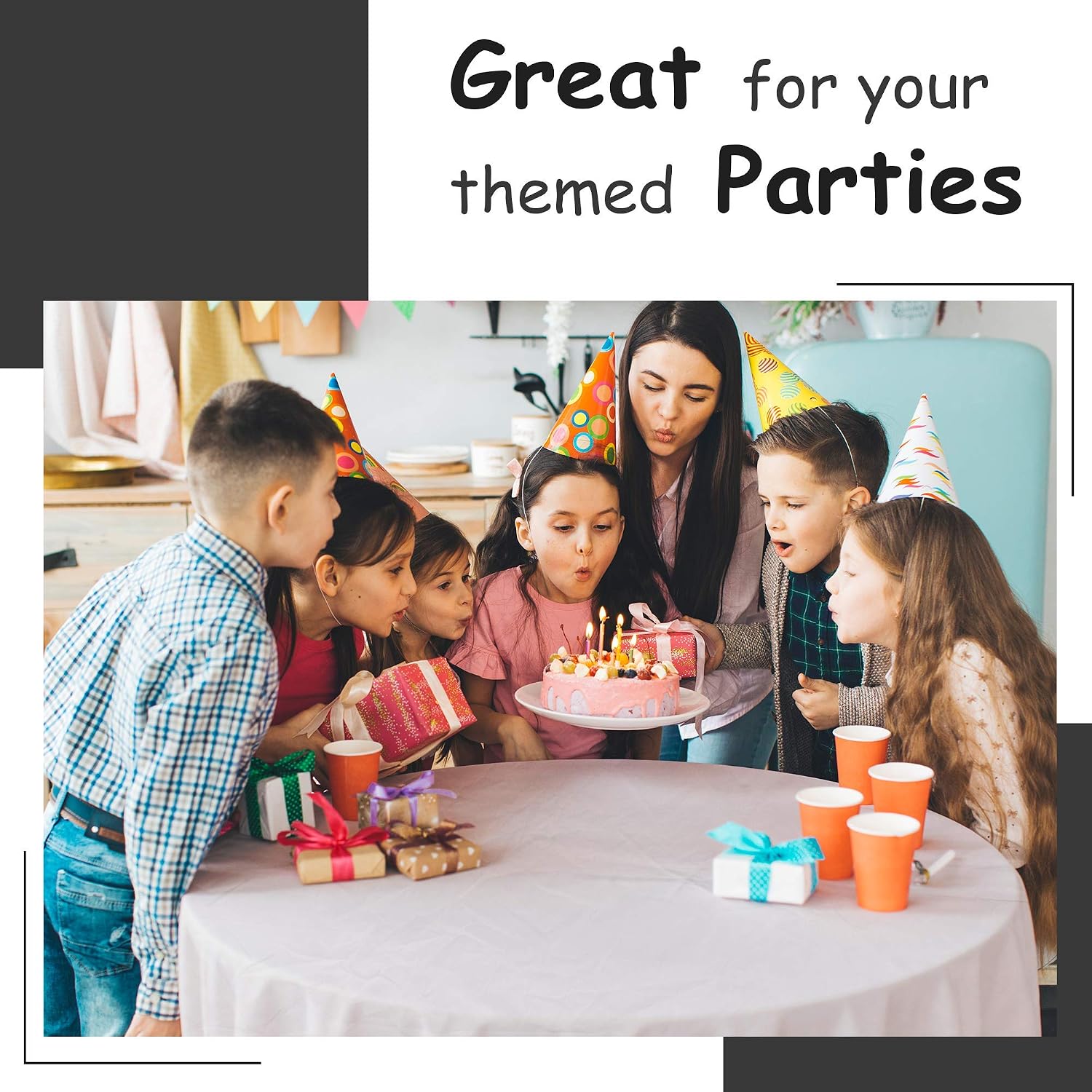 Detalle 1 de 14-Pack Premium White Plastic Round Tablecloth (84 x 84 in.) — Disposable Round Table Cover for Parties & Weddings