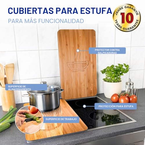 Detalle 2 de WENKO Placas protectoras para cocina Mod Almuerzo (30 x 52 cm) – juego de 2, altura ajustable, multifuncionales