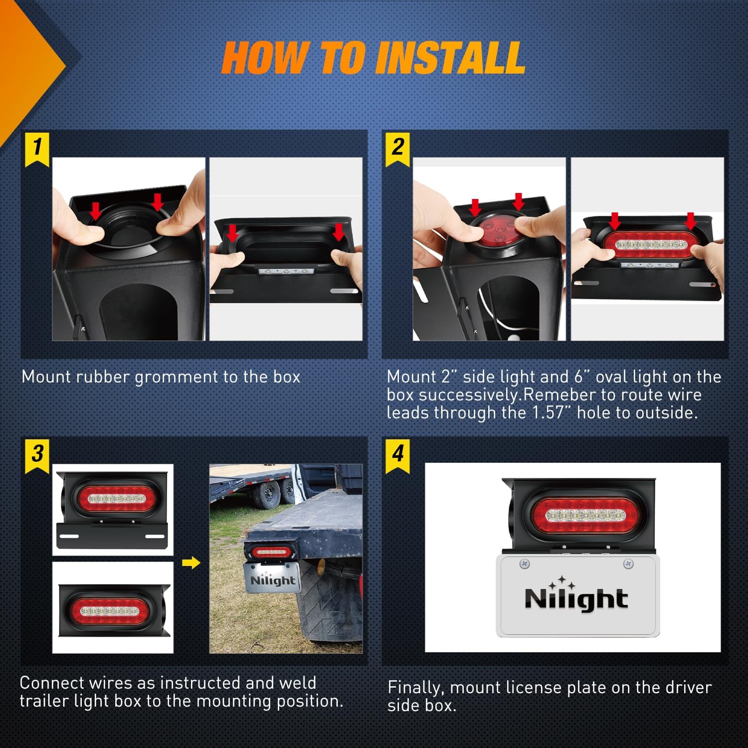 Detalle 2 de Nilight 3LED Trailer Light Box Kit 6" Oval