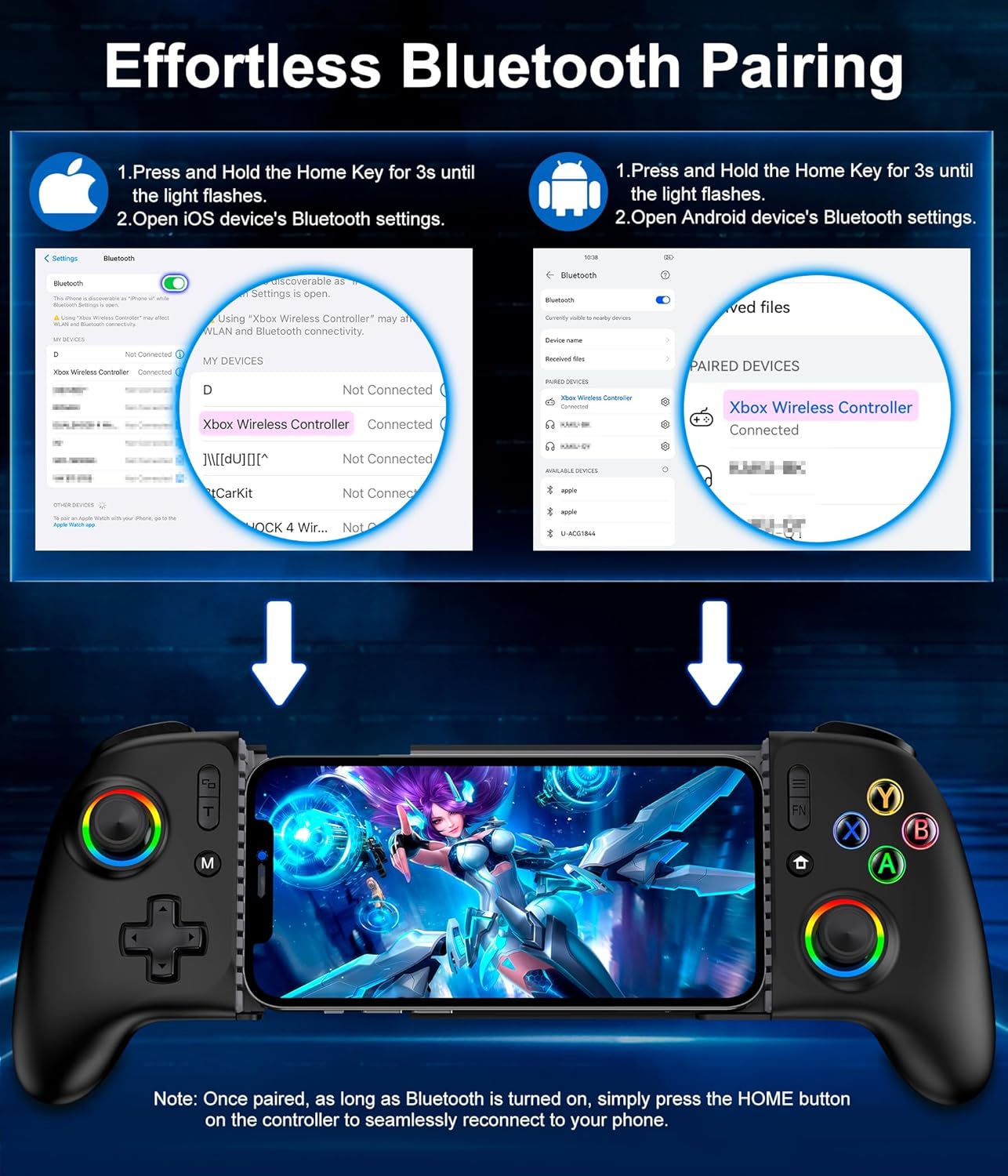 Thumbnail 5 de Universal Wireless Mobile Gaming Controller with Hall Joysticks