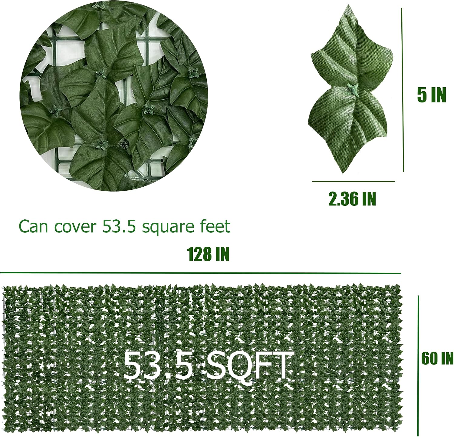 Detalle 2 de DOPGIB Ivy Fence Artificial Ivy Privacy Screen Roll, UV-Resistant Plastic, 60" x 128