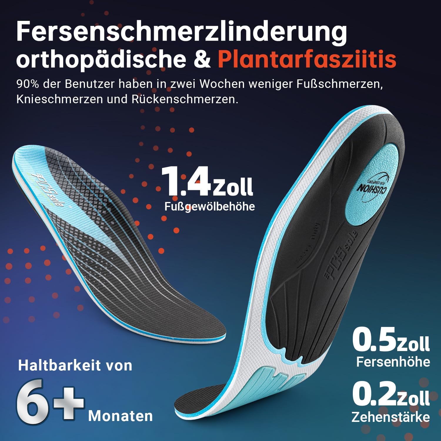 Thumbnail 3 de PCSsole orthopädische Einlegesohlen für Fersensporn & Plattfüße – Bogenstütze für Männer und Damen