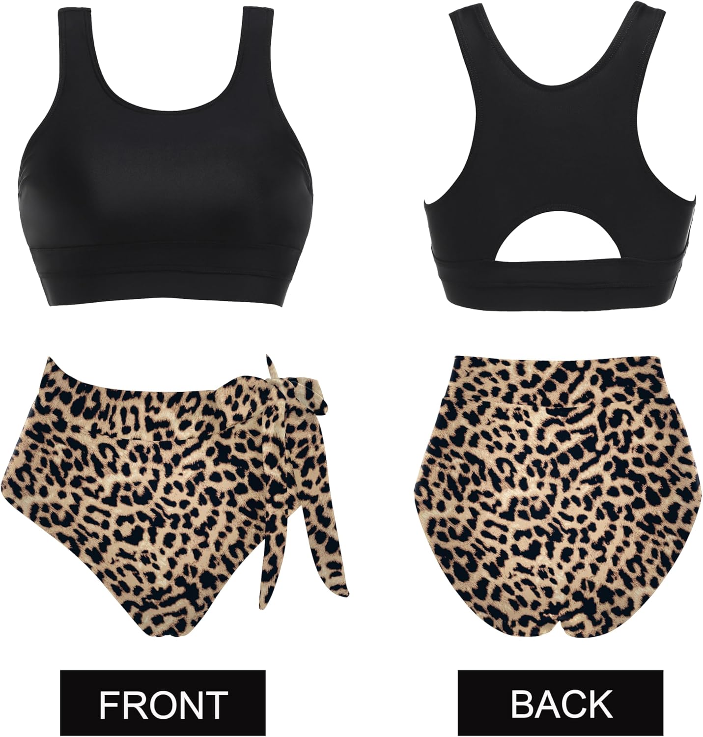Thumbnail 4 de Ekouaer Bikini Damen Set Push Up – Zweiteiliges Bauchweg High Waist Badeanzug