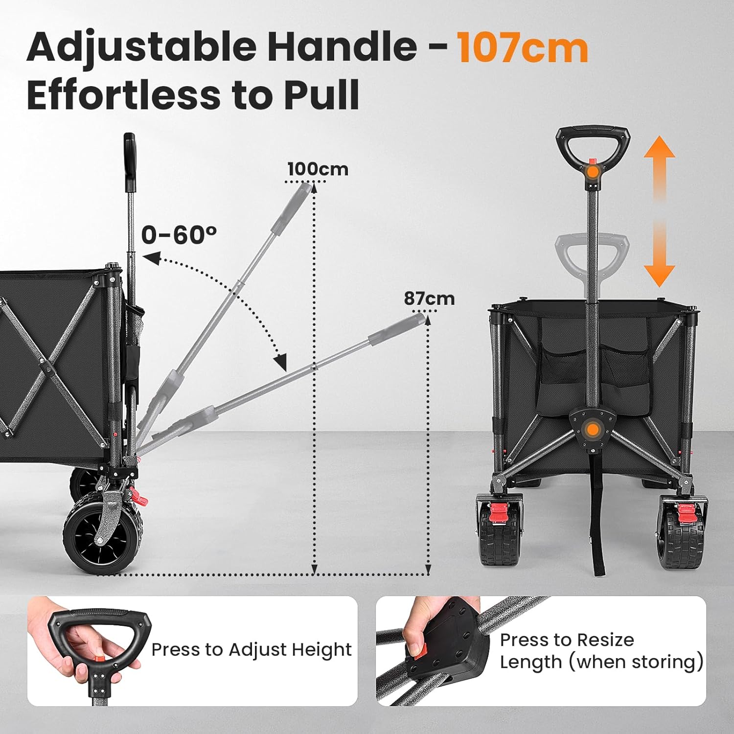 Thumbnail 6 de YEAUPE PRO Carrello Pieghevole e da Spiaggia: capacità 150 kg, 200 L, ruote grandi
