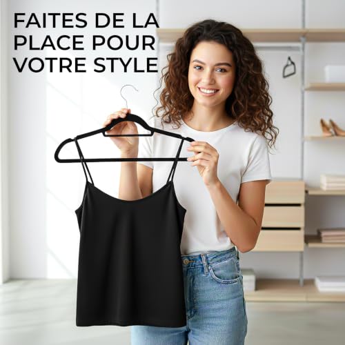Thumbnail 6 de Utopia Home Cintres en Velours avec Barre à Cravate – Noir, Lot de 50