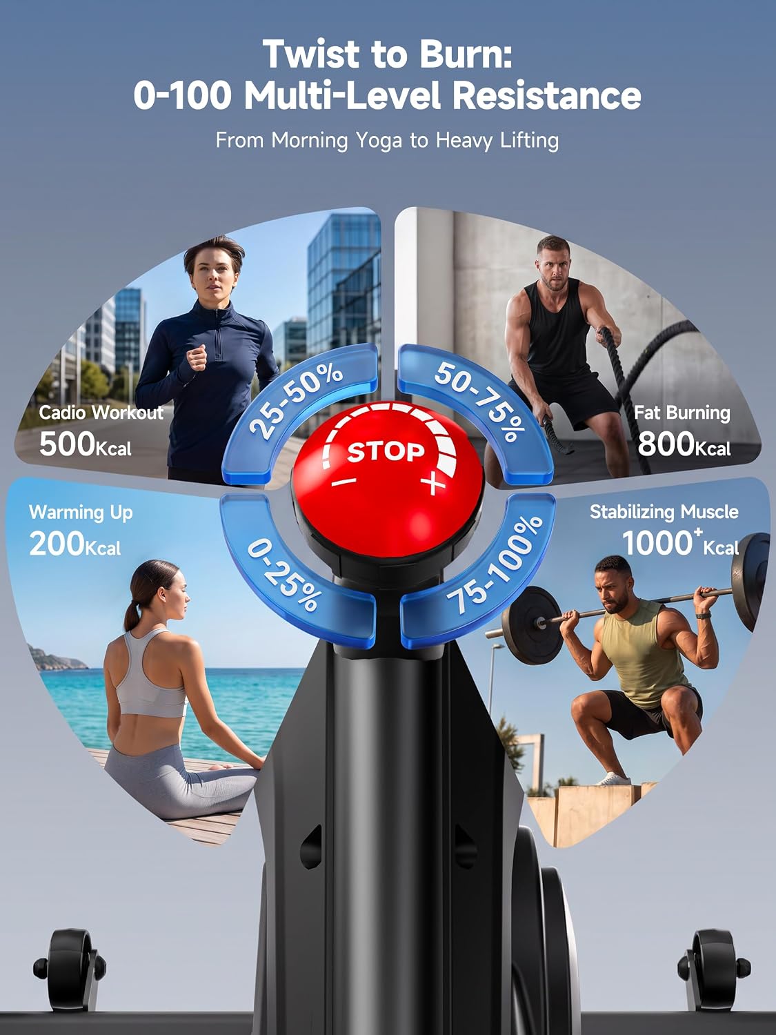 Detalle de YPOO BC711 Exercise Bike with 6-Way Adjustment, App Connectivity and Belt Drive
