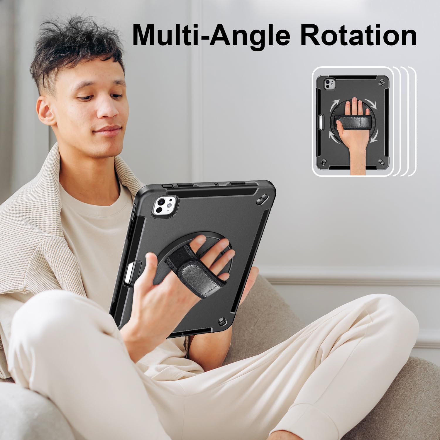 Thumbnail 3 de Gerutek Armour Case for iPad Pro 11 inch (2025/2024) — Rugged 6th/5th Gen with 360° Stand, Hand/Shoulder Straps and Pencil Holder