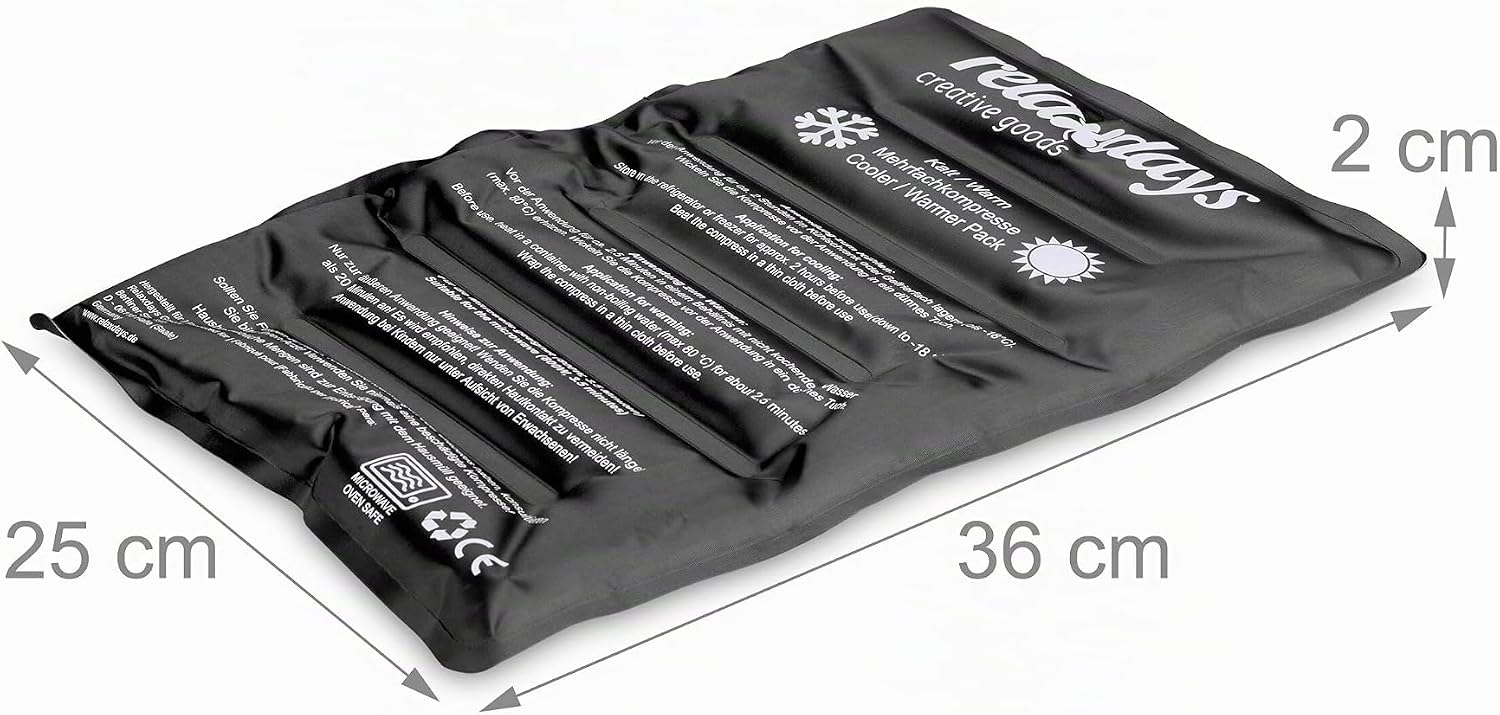Thumbnail 3 de Relaxdays Poche de Glace Chaud et Froid 25 x 36 cm, Gel, Pochette réutilisable, Noir — Premiers secours