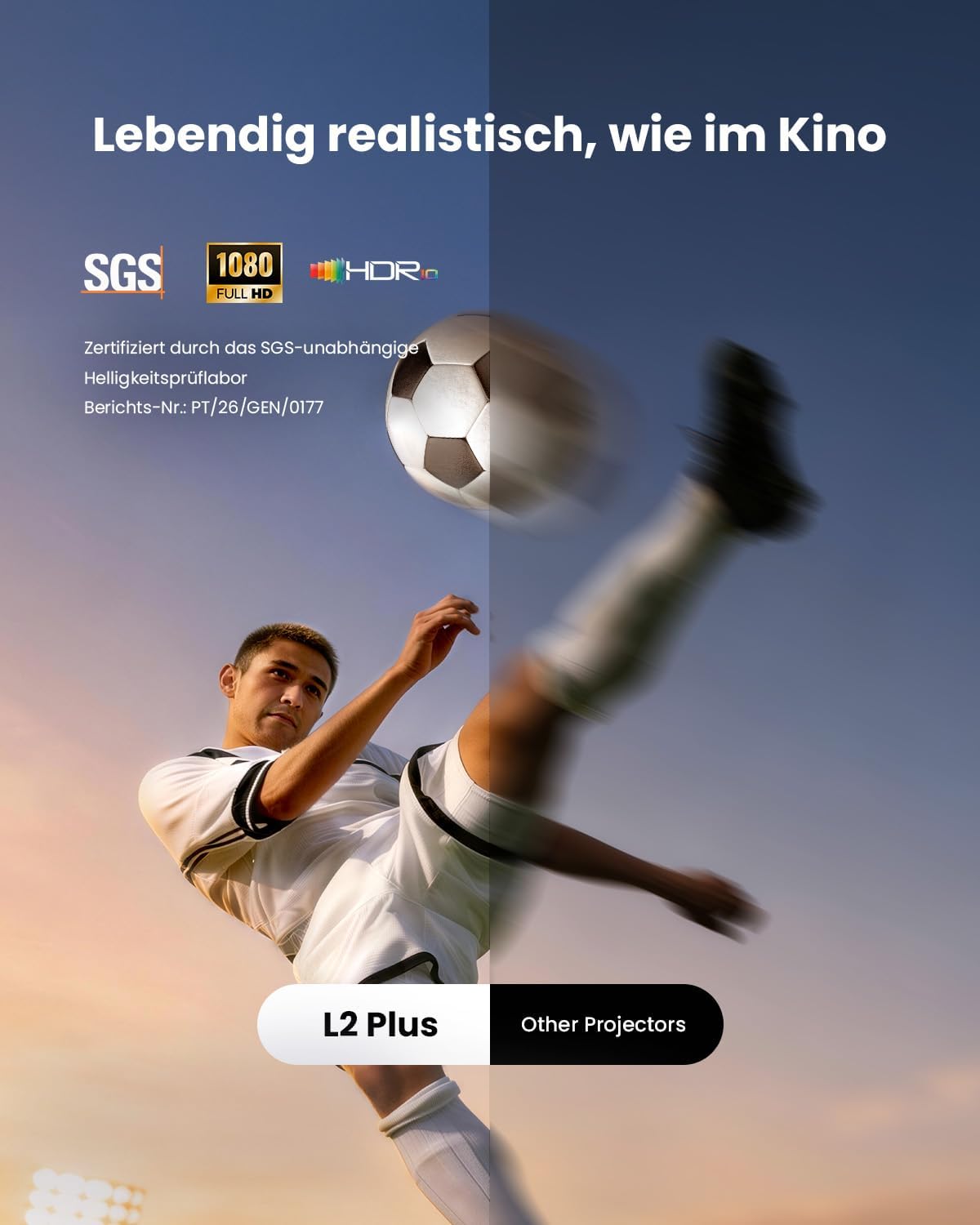 Detalle de Yaber L2 Plus – SGS-zertifizierter Smart Beamer mit hoher Helligkeit, 1080p, HDR10, JBL-Sound & Auto-Fokus