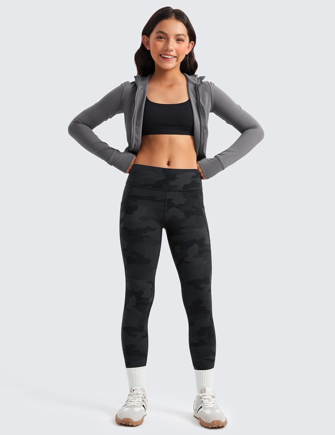 Detalle de CRZ YOGA Butterluxe : jambières athlétiques pour fille à taille haute avec poches